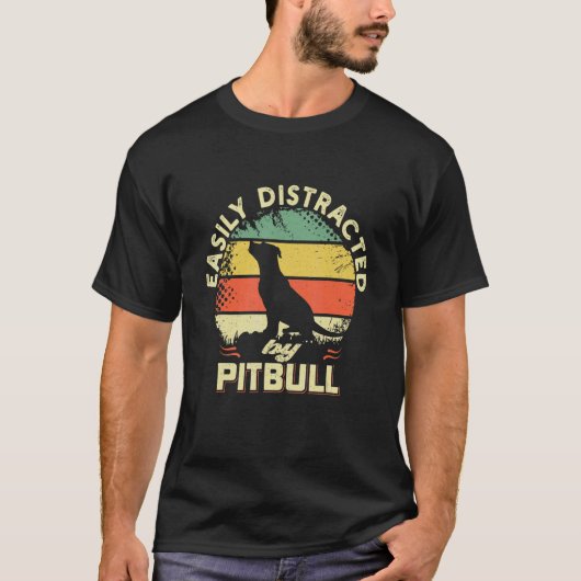T-shirt Facilement Distrait Par Pitbull Pitbull (Devant)