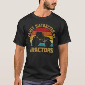 T-shirt Facilement Distrait Par Tracteurs Drôle Paysan Cad (Devant)