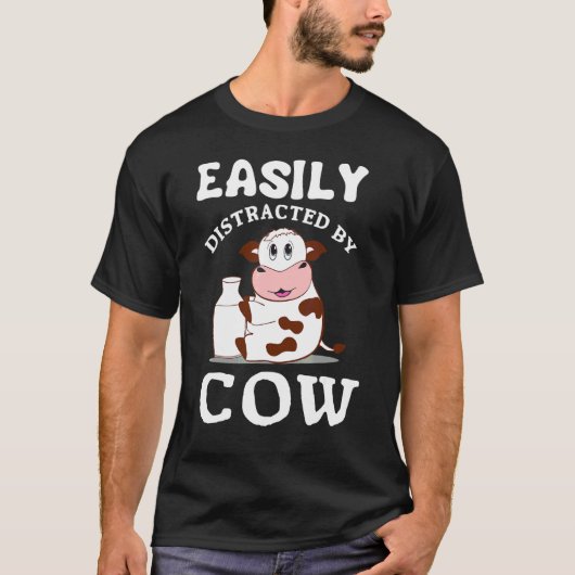 T-shirt Facilement Distrait Par Une Vache (Devant)