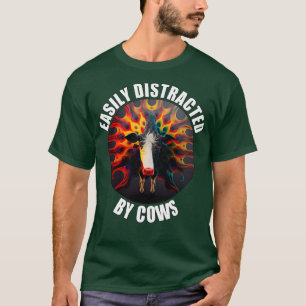 T-shirt Facilement Distrait Par Vaches Drôle Louveur De Va