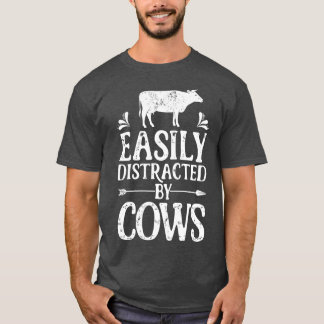 T-shirt Facilement Distrait Par Vaches Vache Producteur Fu