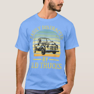 T-shirt Facilement Distrait Par Vieux Camions Cool Rétro C