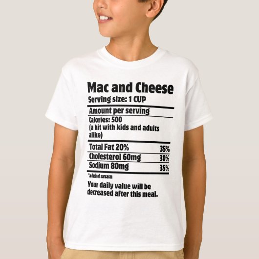 T-shirt Fact de la nutrition du fromage Mac.w (Devant)
