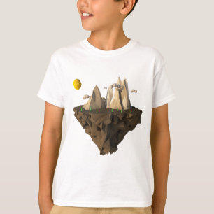 T-shirt faible poly flottante île 3d rendu