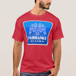 T-shirt Fairbanks Alaska Retro Bird Badge Bleu