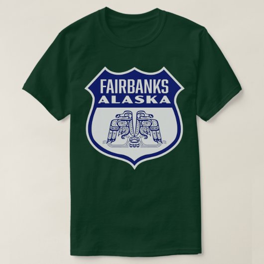 T-shirt Fairbanks Alaska Retro Bird Shield Blue (Design devant)