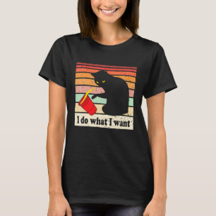 T-shirt Faire Ce Que Je Veux Vintage Chat Noir Rouge Coupe