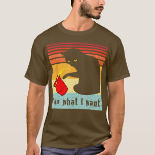 T-shirt Faire Ce Que Je Veux Vintage Chat Rouge Coupe Drôl