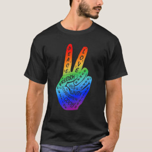T-shirt Faire la paix et non la guerre signe de paix main