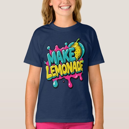 T-shirt Faire Lemonade Neon Pop-Art Bubble Logo (Devant)