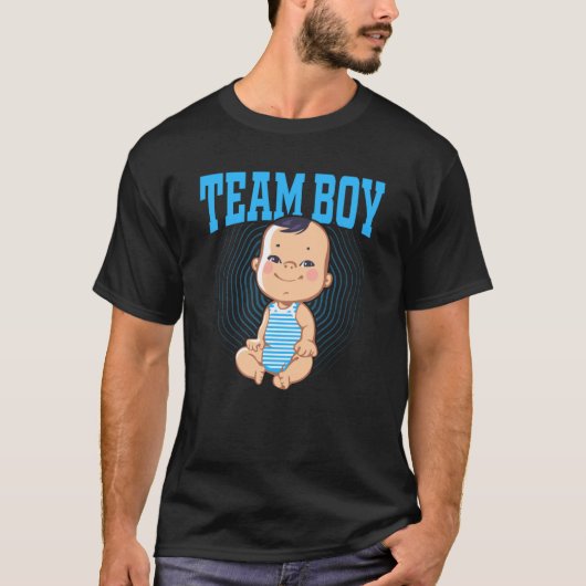 T-shirt Faire-part de genre Équipe de bébé garçon Dévoiler (Devant)