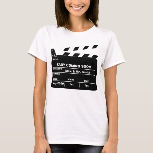 T-shirt Faire-part fait sur commande de grossesse (Devant)