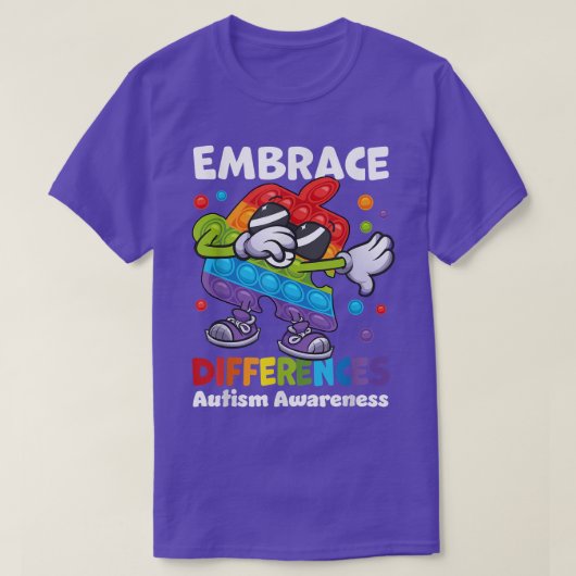 T-shirt Faire place aux différences Autisme Dabbing Puzzle (Design devant)