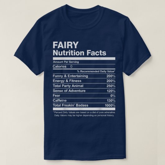T-shirt Fairy Nutrition Facts Nom Nommé Funny (Design devant)