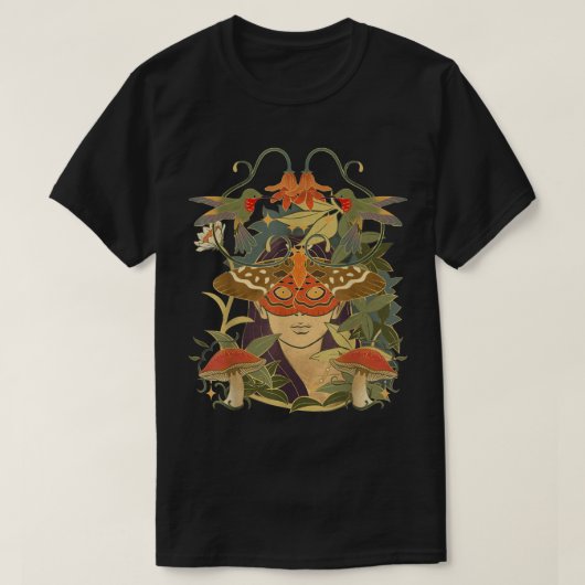 T-shirt Fairycore Champignons Gothique Academia Fairy Grun (Design devant)