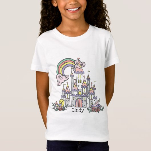 T-Shirt Fairytale Castle Princess Nom personnalisé (Devant)