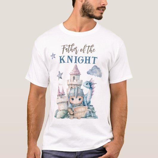 T-shirt Fairytale Dreamy Dragon Blue Knight Baby shower (Devant)