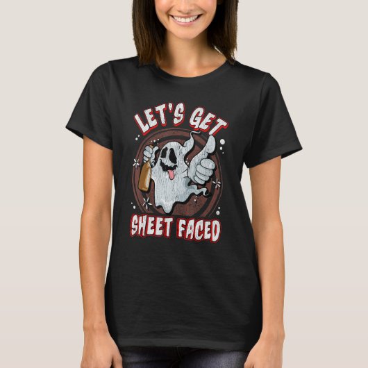 T-shirt Faisons face à la feuille - Drôle Halloween Ghost  (Devant)