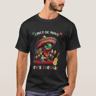 T-shirt Faisons la Fête Tortue Mexicaine Jouant de la Musi