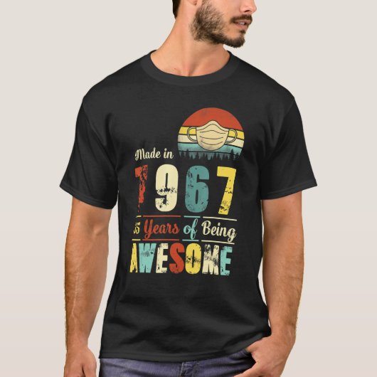 T-shirt Fait En 1967 55e Anniversaire Quarantaine 55 Ans O (Devant)