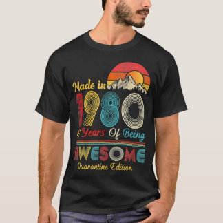 T-shirt Fait En 1980 41e Anniversaire Cadeau De Quarantain