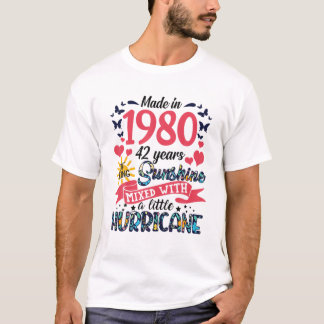 T-shirt Fait En 1980 42 Ans D'Être Sunshine 42E Naissance