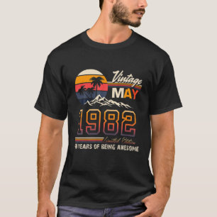 T-shirt Fait En 1982 Mai 40 Ans D'Être Étonnant Vintage
