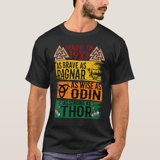 T-shirt Fait En 1983 Aussi Brave Que Ragnar Que Sage Odin (Devant)