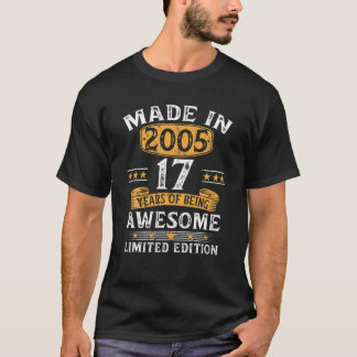 T-shirt Fait En 2005 Cadeaux 17 Ans Cadeaux 17E Anniversai