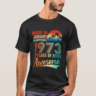 T-shirt Fait En Janvier 1973 49 Ans D'Être Un Vin Impressi