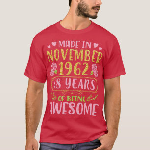 T-shirt Fait En Novembre 1962 Joyeux Anniversaire 58 Ans D