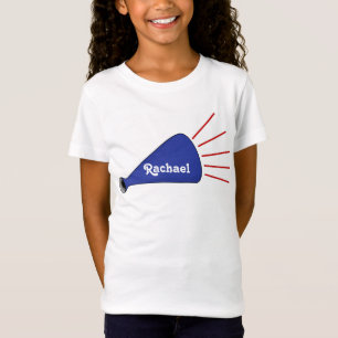 T-shirt fait sur commande bleu de pom-pom girl de