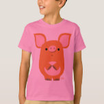 T-shirt fait sur commande d'enfants de porc timide<br><div class="desc">Petit un porc mignon et timide :) entièrement personnalisable</div>