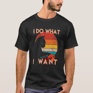 T-shirt Faites ce que je veux Vintage Chat Noir Coupe Roug