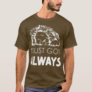 T-shirt Faites confiance à Dieu Lion Jésus Dieu Adorez Lou