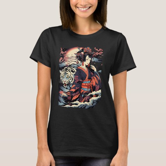 T-shirt Faites une déclaration avec ce Bold Geisha et Tige (Devant)