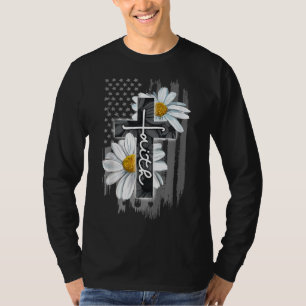 T-shirt Faith American Flag Daisy Christian Faith Jesus Go