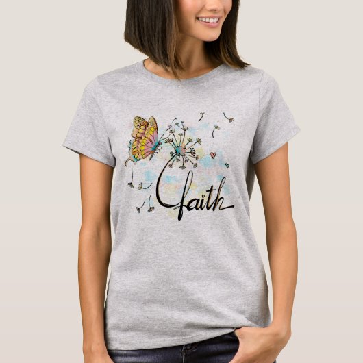 T-shirt Faith Christian Religieux Papillon Dandelion (Devant)