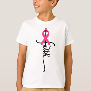 T-shirt Faith Cross Guerrier Survivant Pink Ribbon Breast 