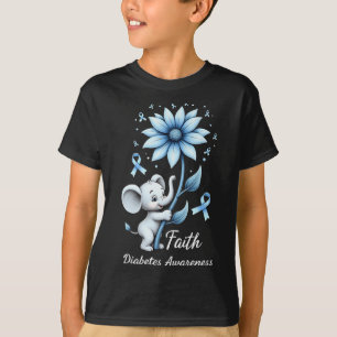 T-shirt Faith Cute Elephants Tournesol Diabète Sensibilisa