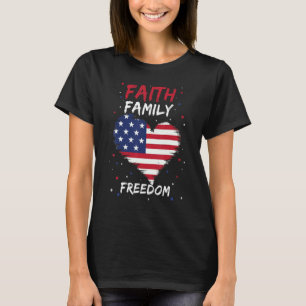 T-shirt Faith Family Freedom America American US Drapeau 4