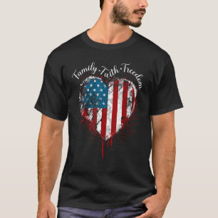 T-shirt Faith Family Freedom American Flag Heart 4th Of Ju