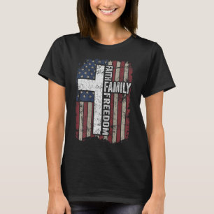 T-shirt Faith Family Freedom - Christian Vintage USA Drape