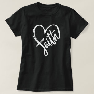 T-shirt Faith Heart Christian Noir et Blanc