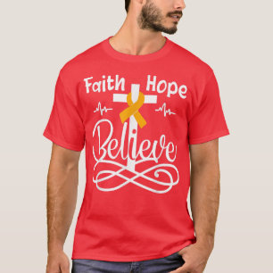 T-shirt Faith Hope Belith Orange Ribbon Christian Cross A
