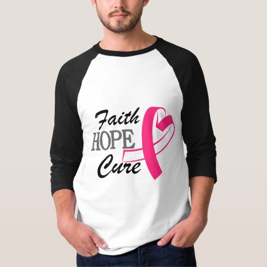 T-shirt Faith Hope Cure Rose Ruban Cancer du sein Prix (Devant)