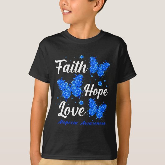 T-shirt Faith Hope Love Alopecia Awareness Papillon (Devant)