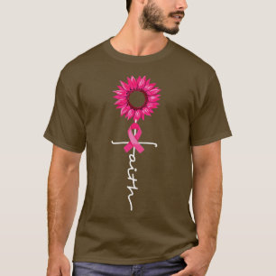 T-shirt Faith Hope Love Awareness Sunflower Pink Ribbon Wo
