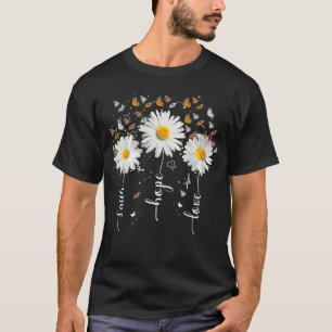 T-shirt Faith Hope Love Butterfly Daisy Chirstien Dieu Rel