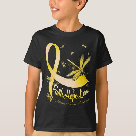 T-shirt Faith Hope Love Childhood Cancer Awareness Dragonf (Devant)